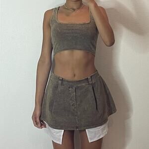 Brown Top and Skirt Set